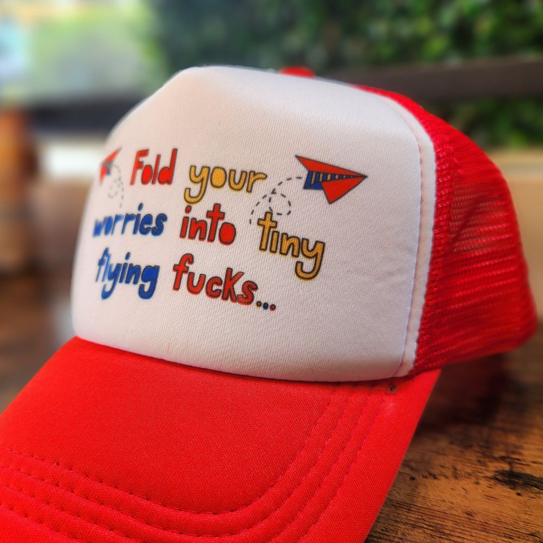 Ready to Ship | Trucker Hat | Hand Printed | Flying Worries