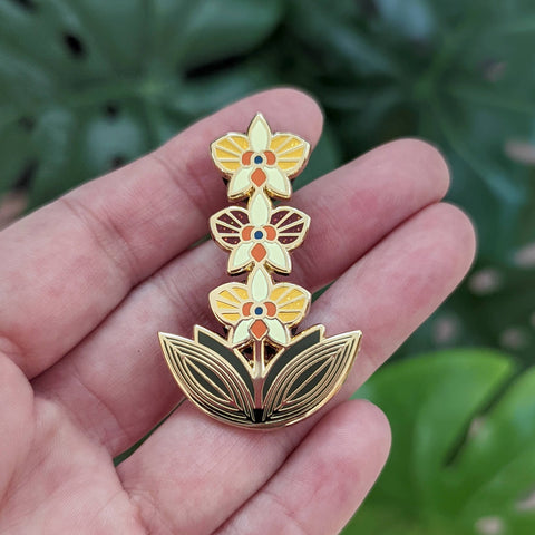 Enamel Pin | Amber Leaders Designs | Orchid with Glitter