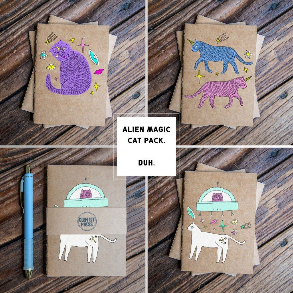 Travel Journal Set | Glum Lot Press | Alien Magic Cats Pack