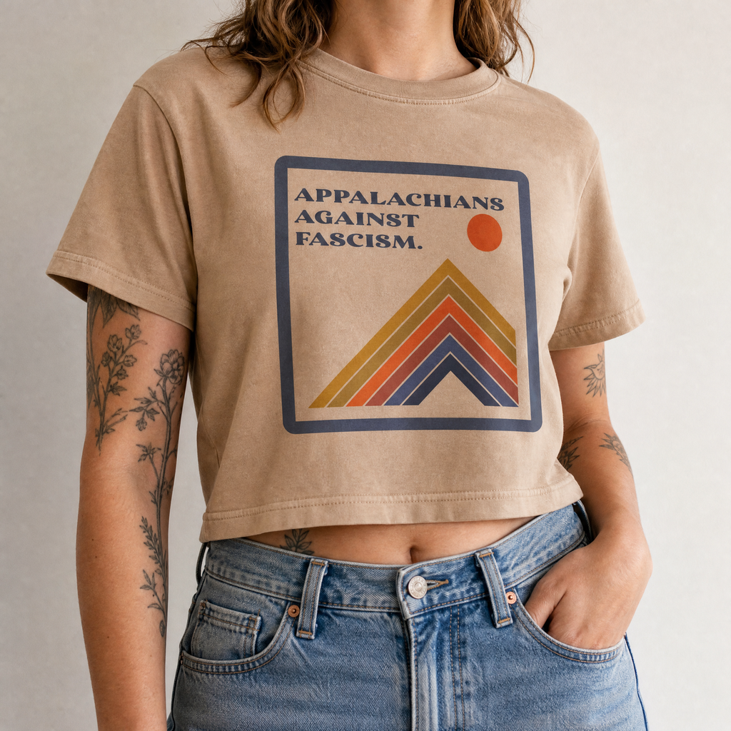 Handprinted Crop T-shirt | Appalachians Against Fascism