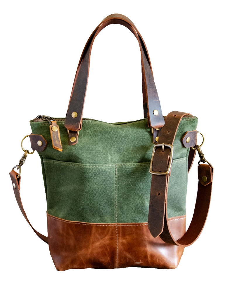 The MINI ML tote! | Waxed Canvas and leather tote bag | Small