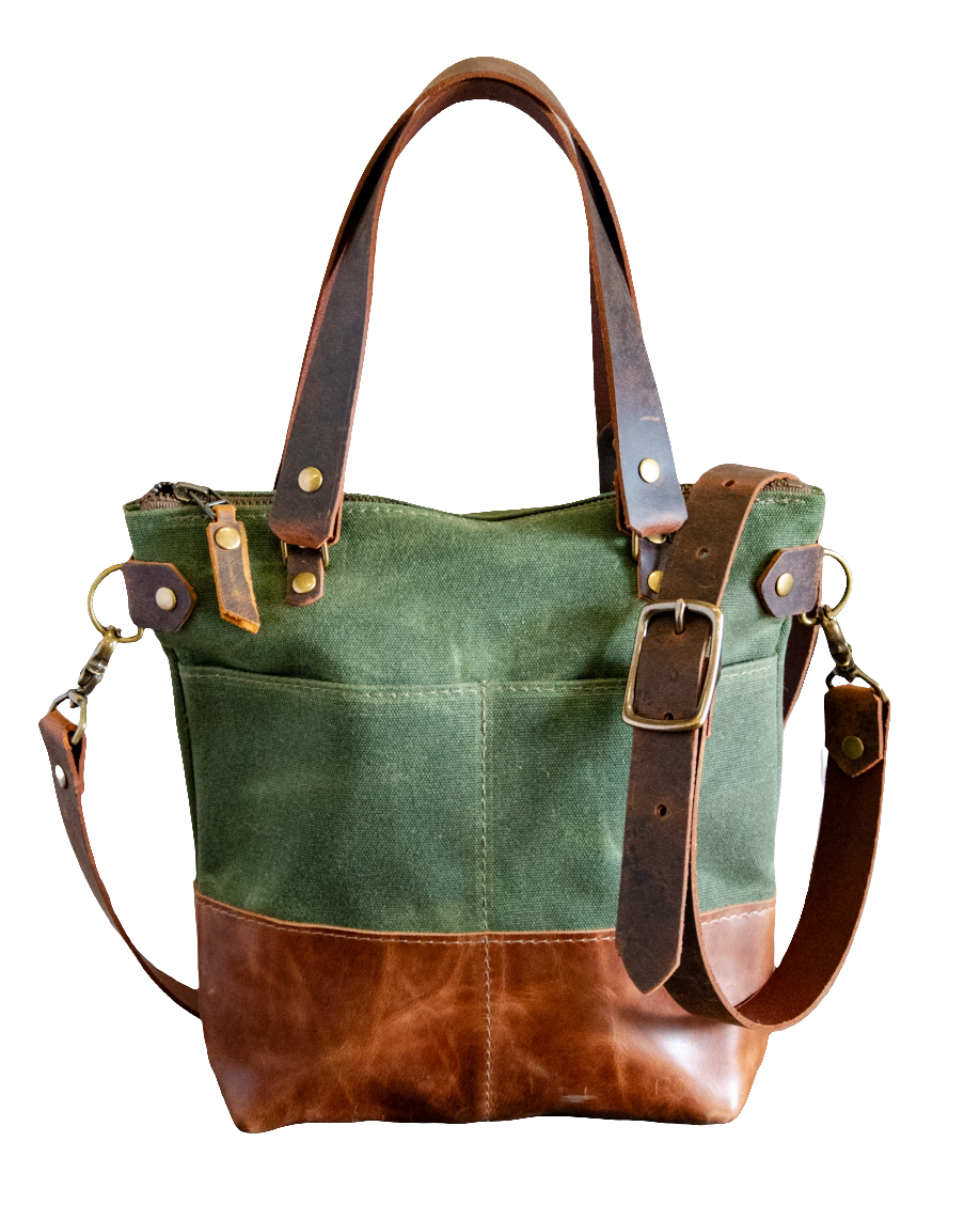 The MINI ML tote! | Waxed Canvas and leather tote bag | Small Crossbody Bags