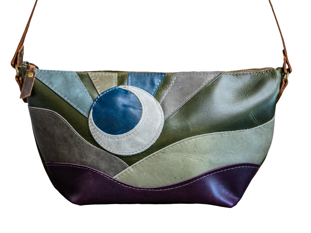 Handmade Leather Tote Bag | Curved Bowler | Midnight Moon