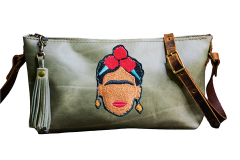 LIMITED RUN | Icon Series | The Leather Mini-zip crossbody bag Small | Embroidered Patch | Frida