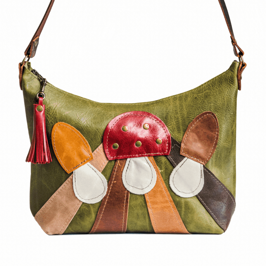 The Belen Moss Mushroom Hobo | Handmade leather bag | Small bag