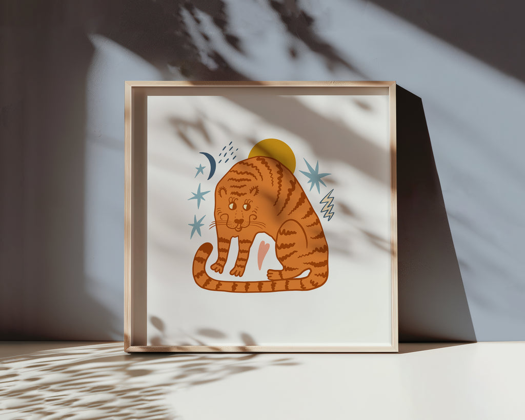 Fine art print | Wall Decor | Giclée | 12 x 12  |  Star Cat