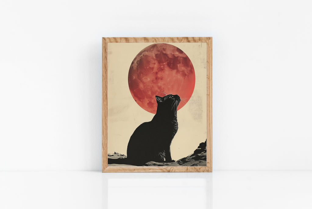 Fine art print | Wall Decor | Giclée | 8 x 10 | Meowin' At The Moon