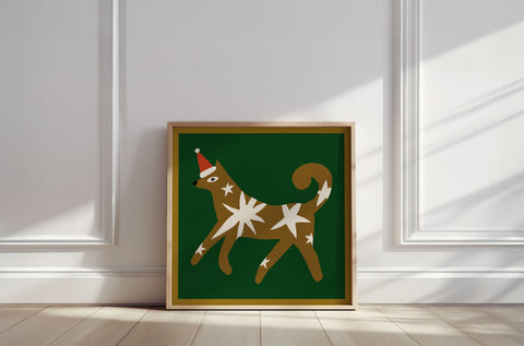 Fine art print | Wall Decor | Giclée | 12 x 12  | Holiday Dog