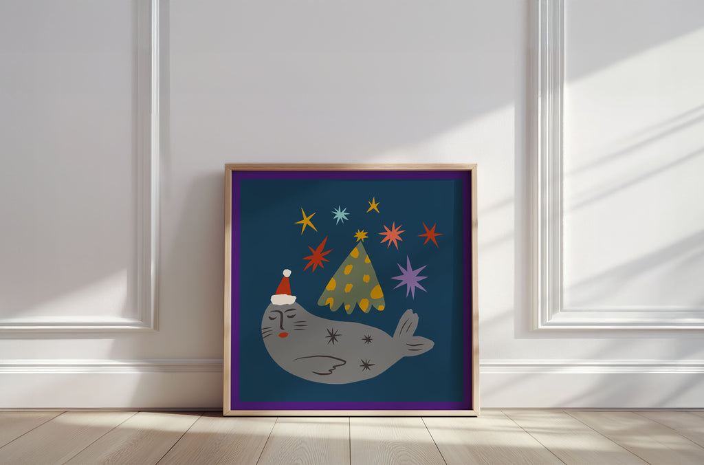 Fine art print | Wall Decor | Giclée | 12 x 12  | Holiday Seal