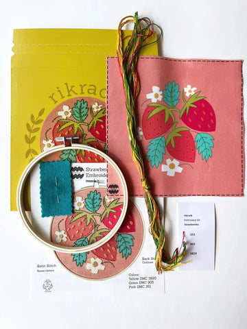Embroidery Craft Kit | Made by RikRack | Strawberries DIY Kit