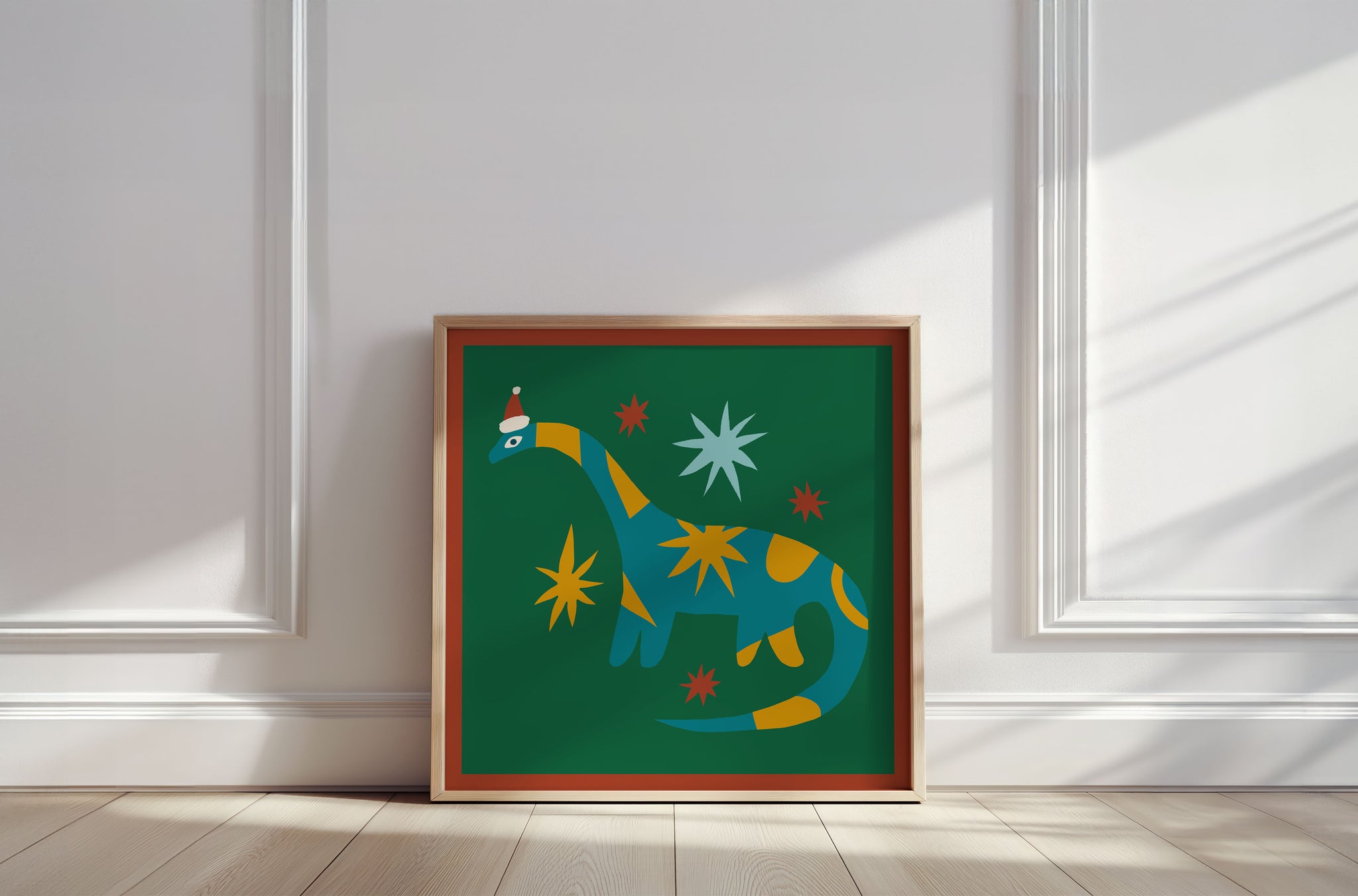 Fine art print | Wall Decor | Giclée | 12 x 12  | Holiday Dino