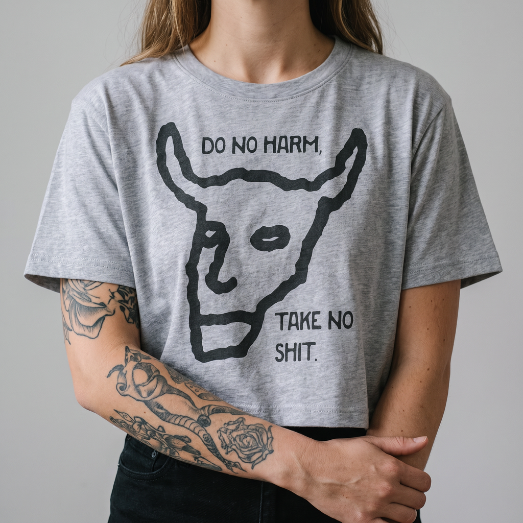 Handprinted Crop T-shirt | Do No Harm