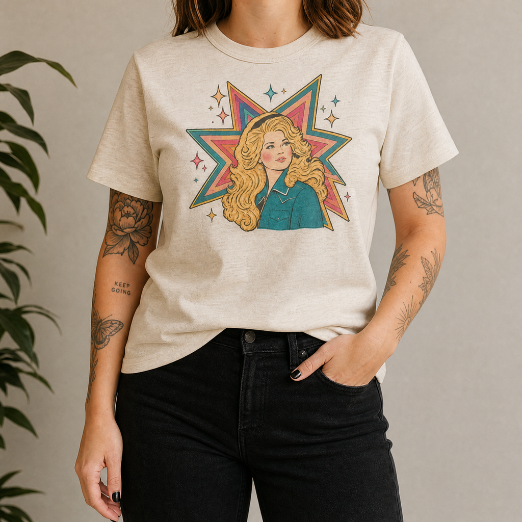 Unisex T-shirt | Handprinted | Dolly is a Star.  And the sun. And the moon....