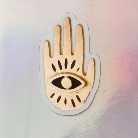 Sticker | Therese Kuempel Jewelry | Metallic Gold Vinyl | Hand Eye