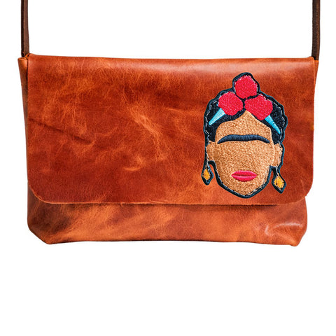 Limited Run | Icon Series | The Leather Mini Satchel | Embroidered Patch | Laser Print | Handmade leather small crossbody bag | Frida