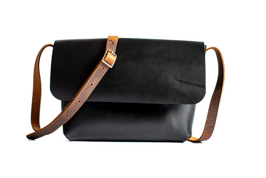 READY TO SHIP | Leather Mini Satchel Bag | BLACK