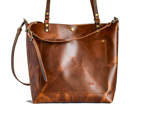 Flagship Colors | Handmade Classic Leather Tote Bag | Small | Eco Friendly Leather