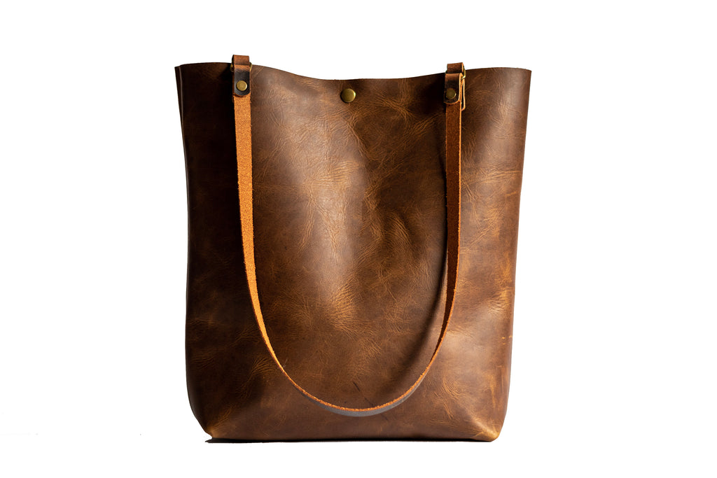 Flagship Colors | Handmade Leather Tote Bag | North South Tall