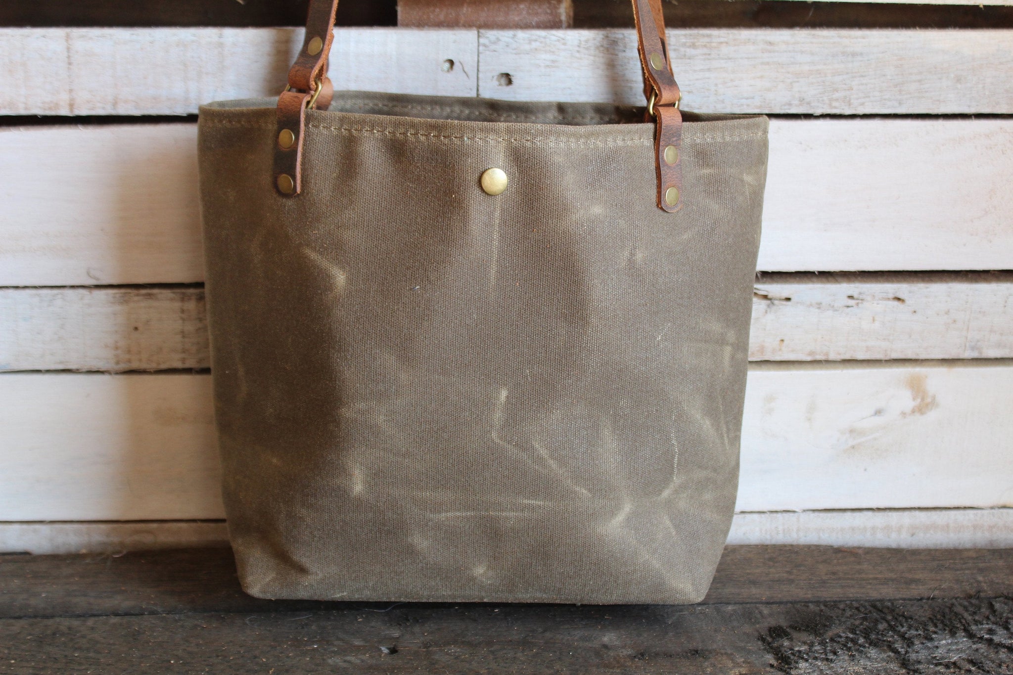Handmade Waxed Canvas Tote Bag | LINED | Small | The Minimalist