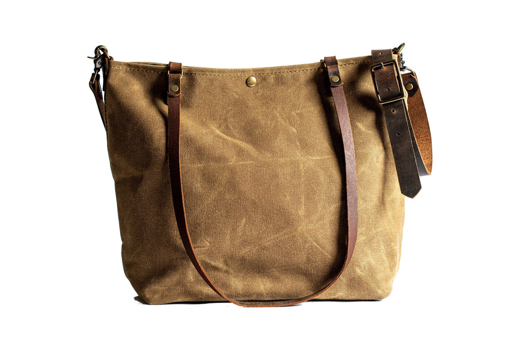 Handmade Waxed Canvas Tote Bag | Large | The Minimalist – In Blue