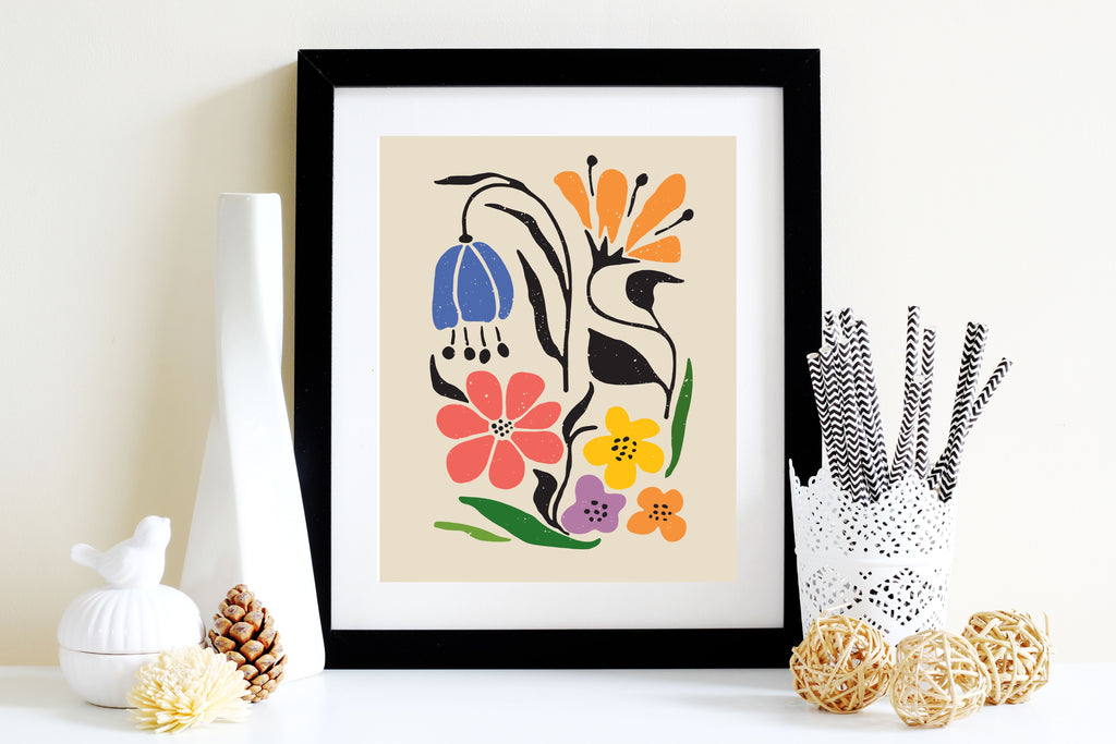 Fine art print | Wall Decor | Giclée | 8 x 10 |  Happy Floral