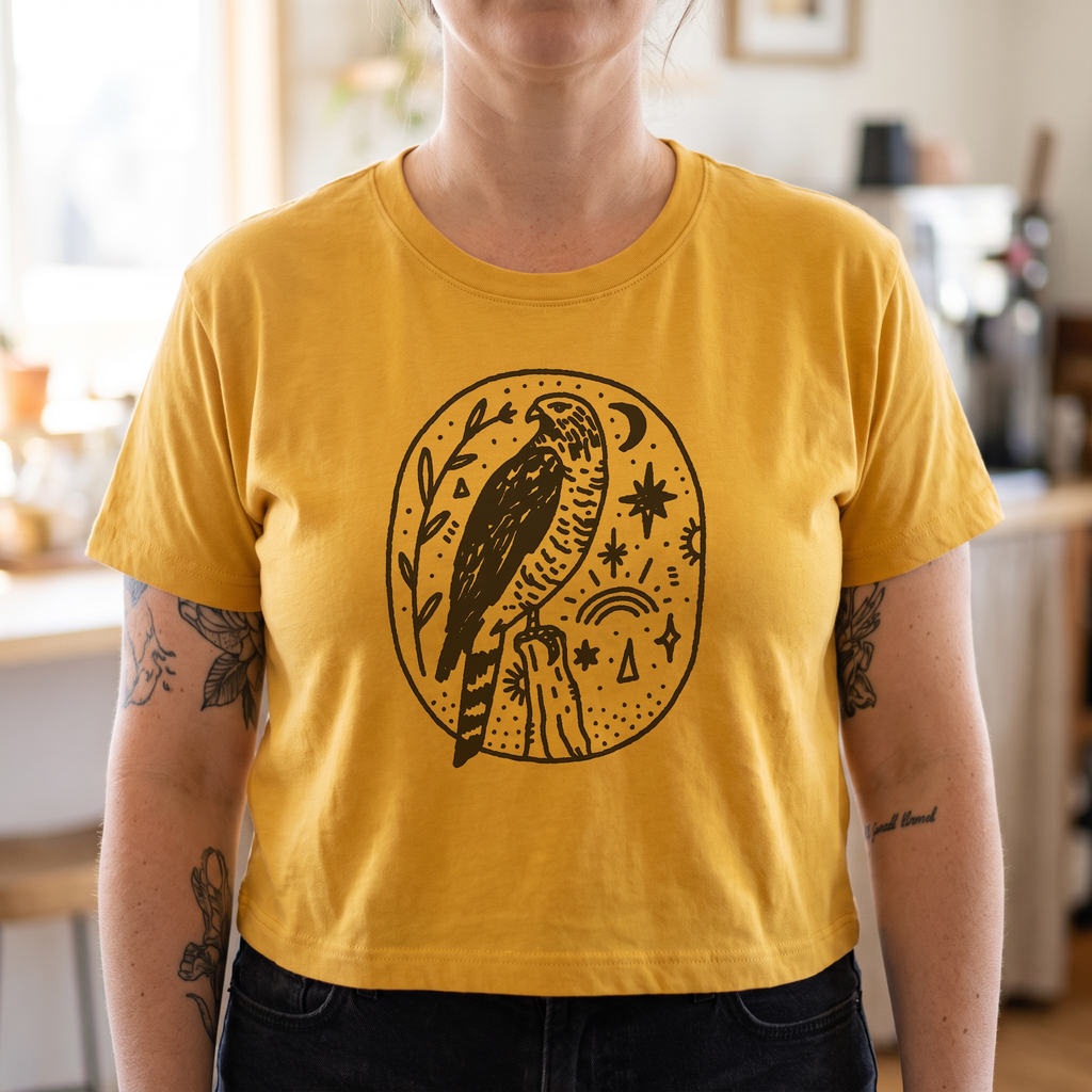 Handprinted Crop T-shirt | Magic Hawk Crop