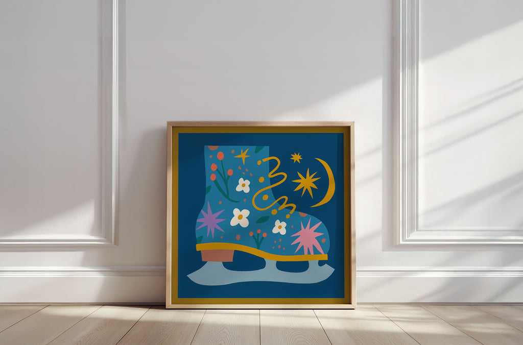 Fine art print | Wall Decor | Giclée | 12 x 12  | Holiday Ice Skate