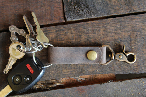  Handmade Leather Key Fob Keychain, Wallets - In Blue Handmade