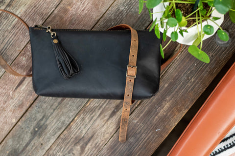 Mini Leather Zip Bag | Tassel | Handmade Purse