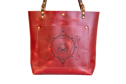 Printed Pink Ladies Leather Bag