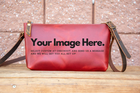 Small Leather Zipper Bag | Handmade Leather Purse |  Handmade Handbag | Crossbody Satchel | Made in USA | Laser Image | Custom | Series 4