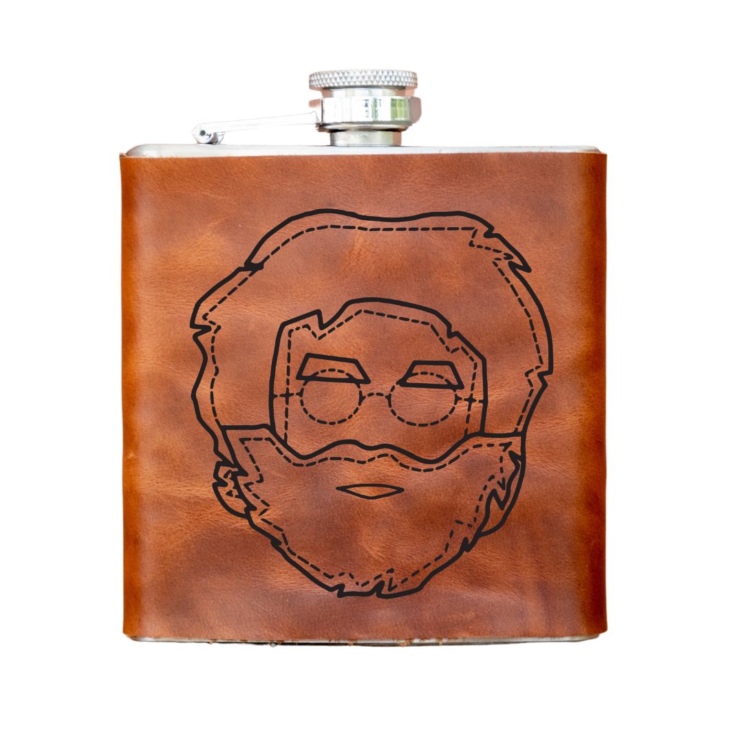 Limited Run | Icon Series | Leather Laser Printed Flask | Handmade | Jerry