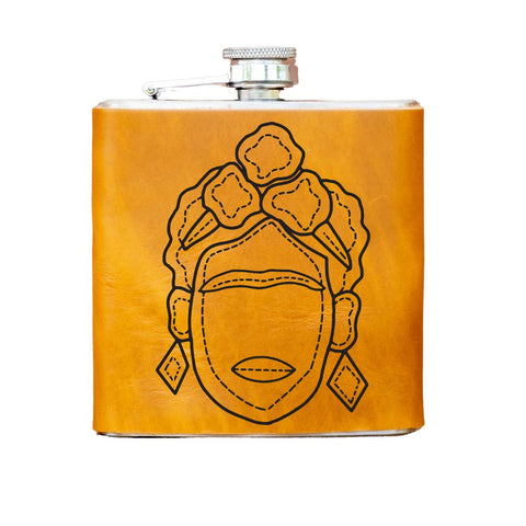 Limited Run | Icon Series | Leather Laser Printed Flask | Handmade | Frida