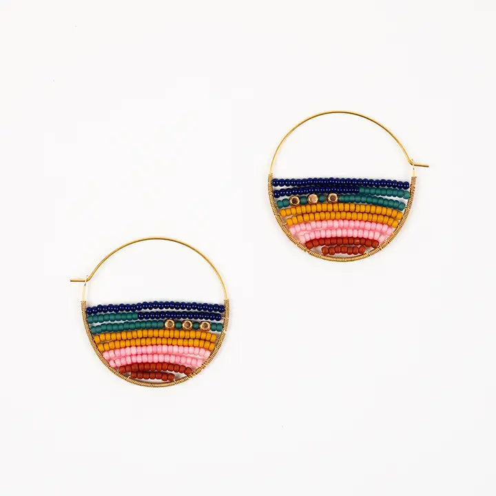 Earrings | Altiplano Handmade | Layered Stripes Bead Hoop Earrings | Pre Order