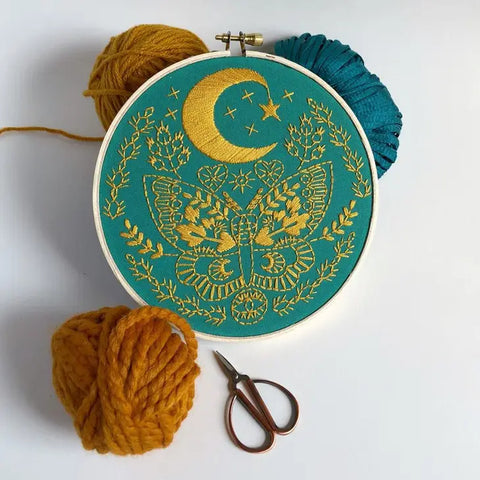 Embroidery Craft Kit | Made by RikRack | Lunar Moth DIY Kit