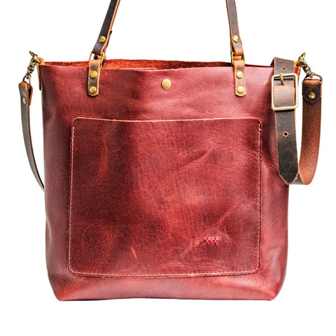 Flagship Colors | Handmade Classic Leather Tote Bag | Small | Eco Friendly Leather