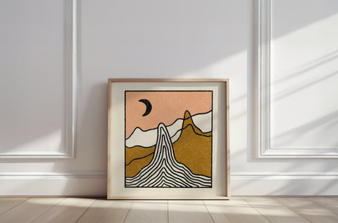 Fine art print | Wall Decor | Giclée | 12 x 12  | Desert Mountain Moon Goddess