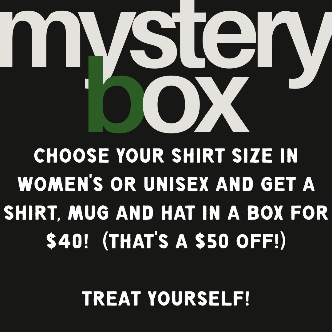 The Mystery Box:  A WOMEN'S CROP, mug, and trucker hat!