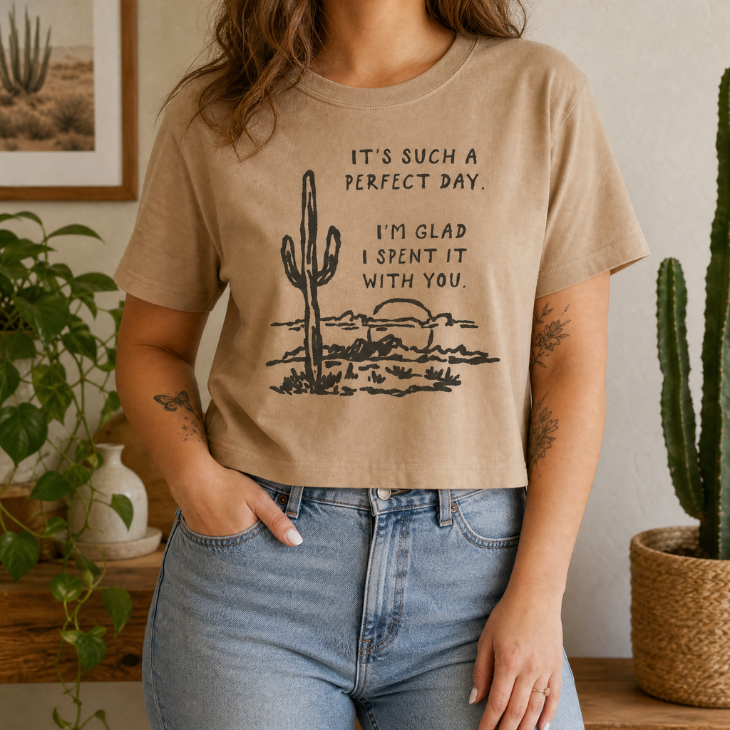 Handprinted Crop T-shirt | Perfect Day