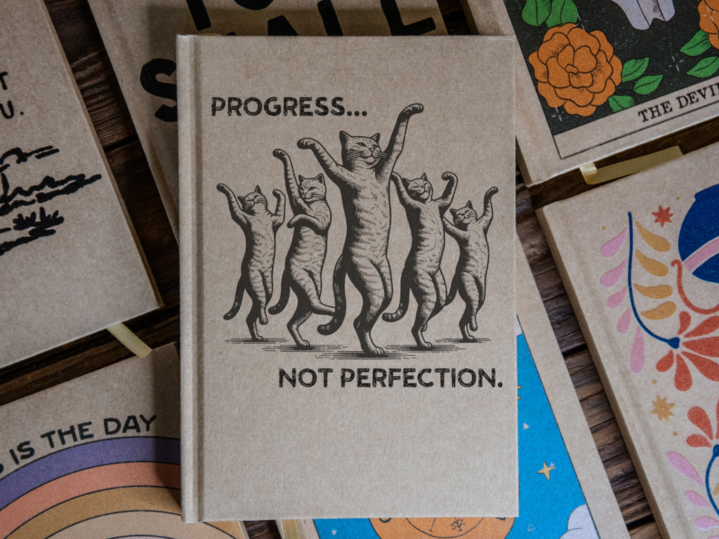The Journal | Handprinted | 8x5 | Glum Lot Press + In Blue | Progress not Perfection