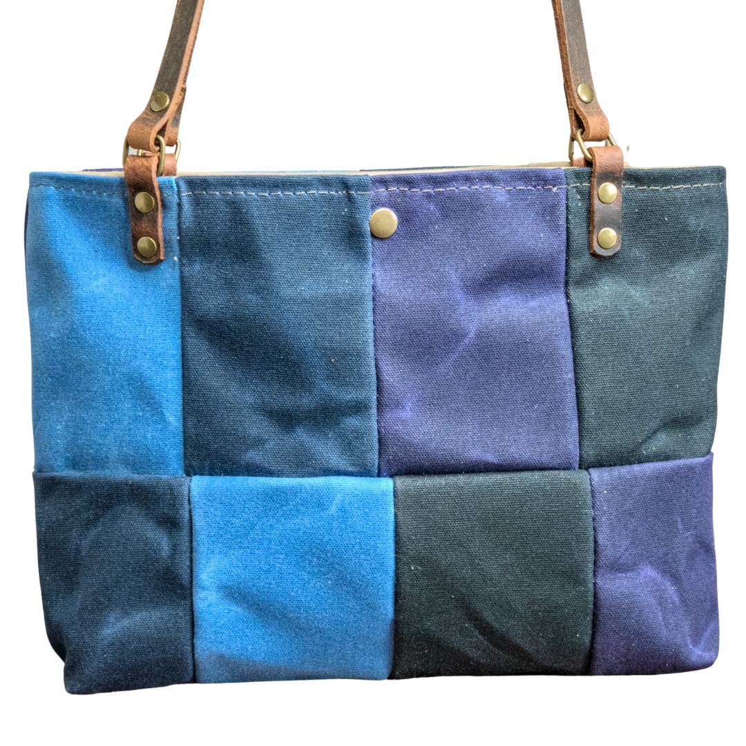 Ready to Ship | OOAK | Handmade Waxed canvas and leather Tote Bag | Patchwork Shortie | PW7