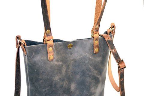 Handmade Leather Tote Bag | North South Small | Made in USA