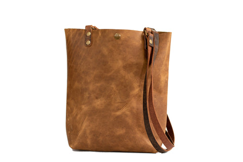 Handmade Leather Tote Bag | North South Small | Made in USA