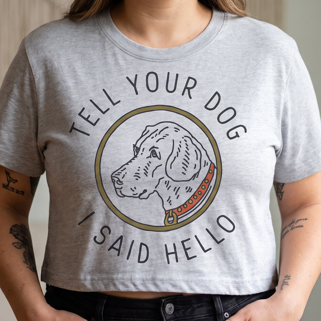 Handprinted Crop T-shirt | Tell Your Dog I Said Hello