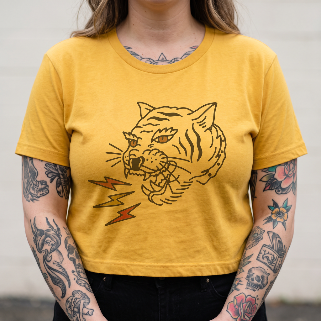 Handprinted Crop T-shirt | Get 'em Tiger