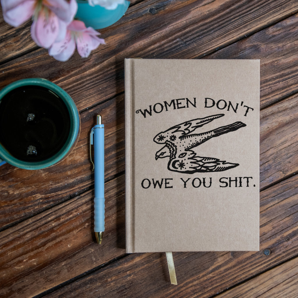 The Journal | Handprinted | 8x5 | Glum Lot Press + In Blue | Women Don't Owe You