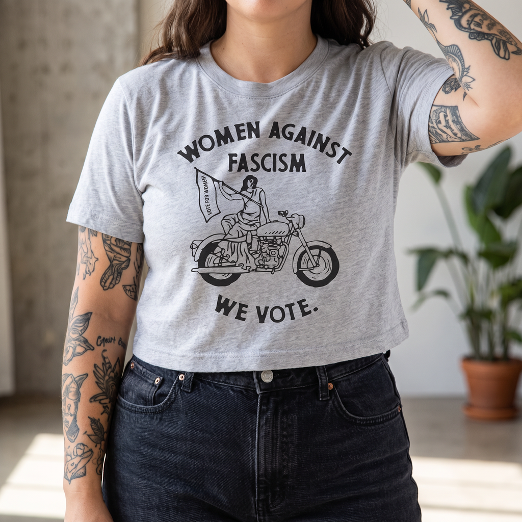 Handprinted Crop T-shirt | Women Against Fascism