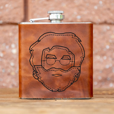 Limited Run | Icon Series | Leather Laser Printed Flask | Handmade | Jerry