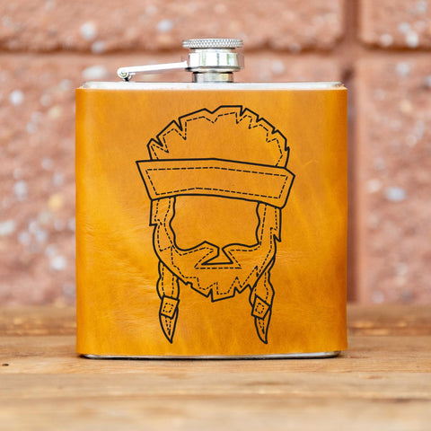 Limited Run | Icon Series | Leather Laser Printed Flask | Handmade | Willie