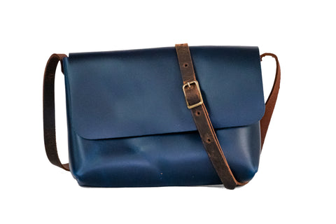 Mini Leather Satchel | Small Crossbody Bag – In Blue Handmade